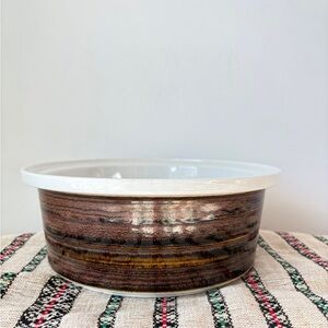 Arabia Finland White Brown Ceramic Bowl Scandinavian Dinnerware MCM Dishes